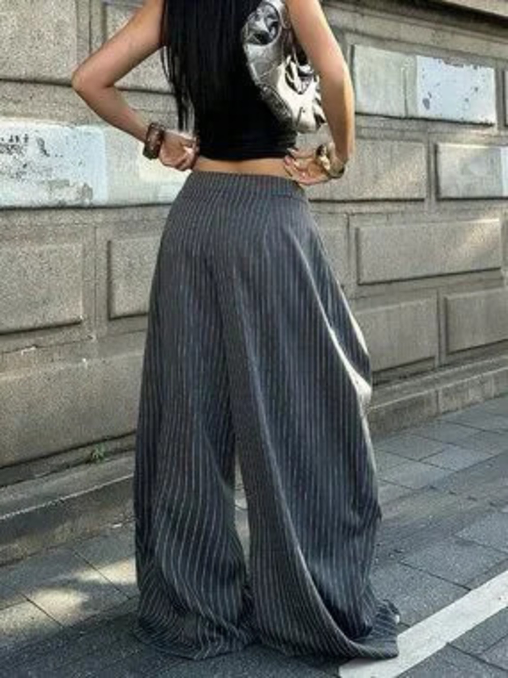 Grey Casual Women's Oversized Extra Wide Leg Pants